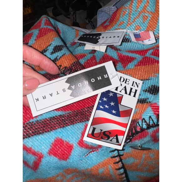 NWT Rhonda Stark Wool Blend Southwestern Aztec Santa FE Soft Vest XS Organic - Picture 7 of 13